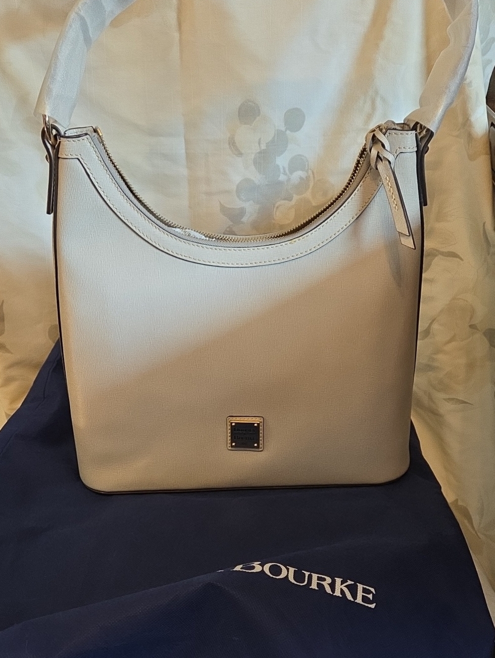 Dooney & Bourke Bone Colored Pebbled Leather Shoulder Bag
